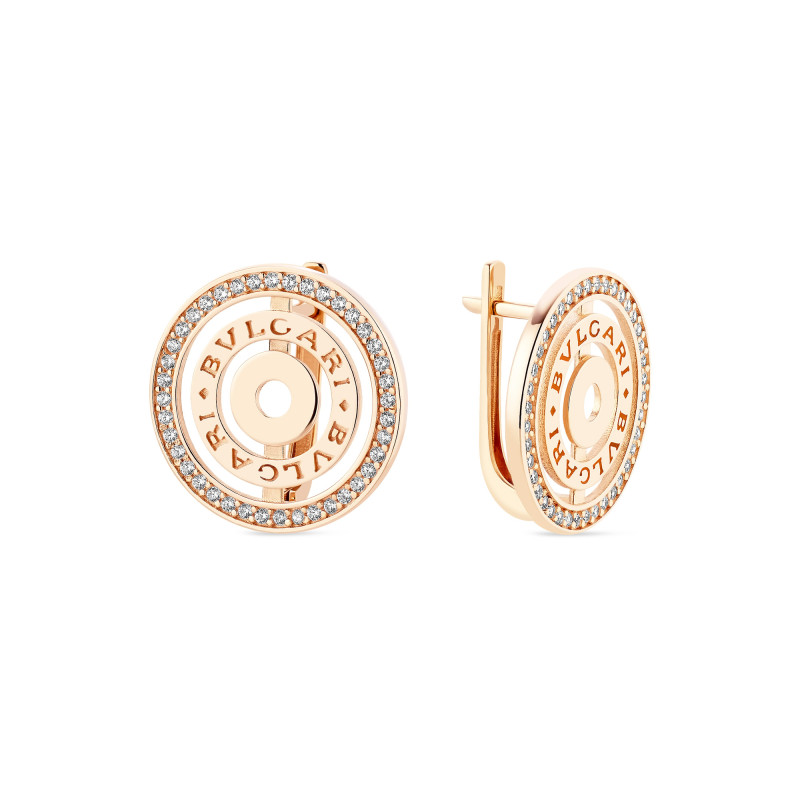 Золотые серьги в стиле Bvlgari с фианитами 1708-585