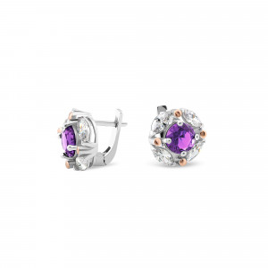 Серьги с фианитом аметист 643