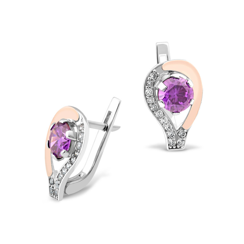 Серьги с фианитом аметист 199