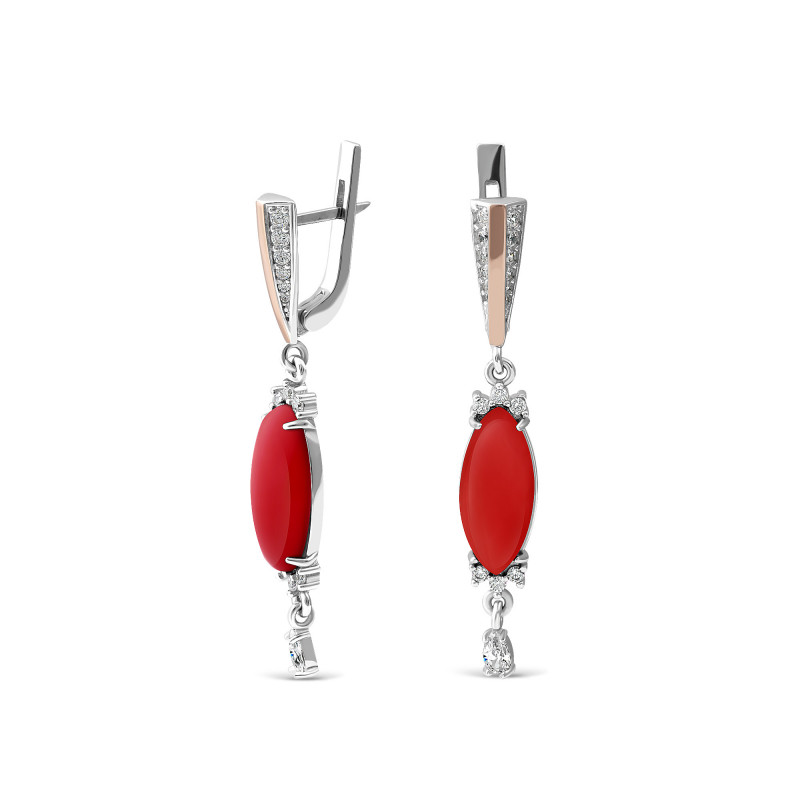 Серьги с красным кораллом 629