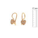 Золотые серьги с белыми фианитами Сердечки 1435-585 2
