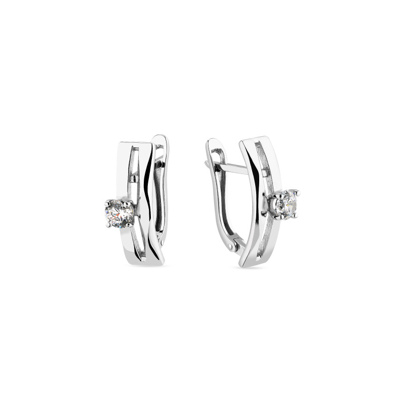 Серебряные серьги с белым фианитом 1570