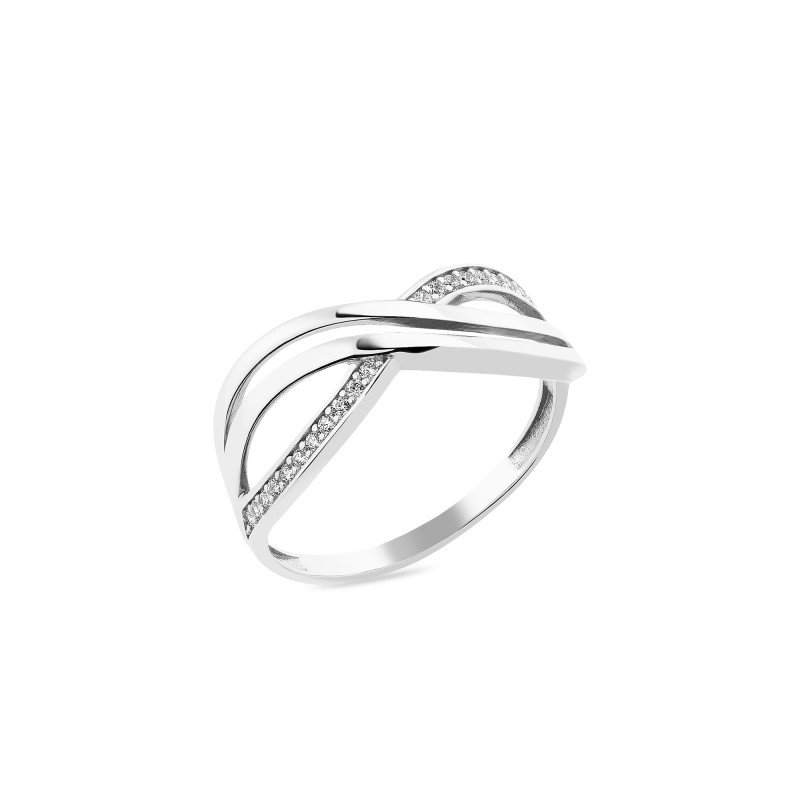 Серебряное широкое кольцо с белыми фианитами 1579