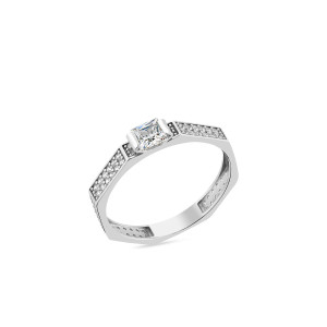 Серебряное кольцо с белым фианитом Princess 1668
