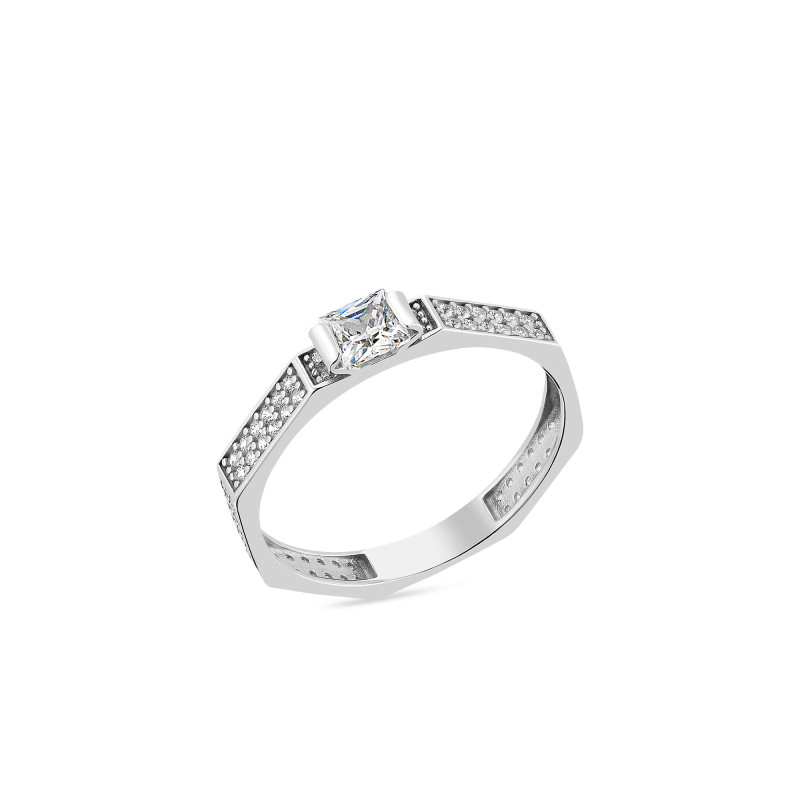 Серебряное кольцо с белым фианитом Princess 1668