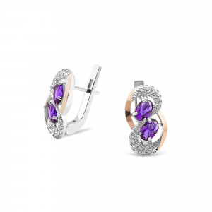 Серьги с фианитом аметист 725