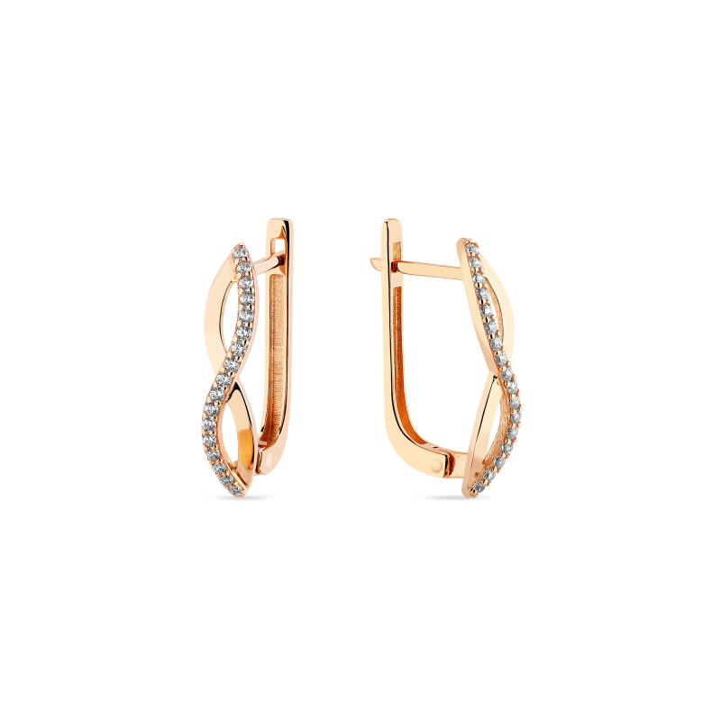 Золотые серьги с белыми фианитами Infinity 1555-585