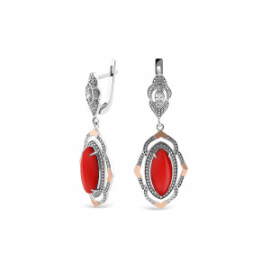 Серьги с красным кораллом 630