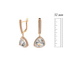 Золотые серьги с большими белыми фианитами 1268-585 2