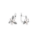 Серебряные серьги с белым жемчугом и фианитами Tradescantia 888 1