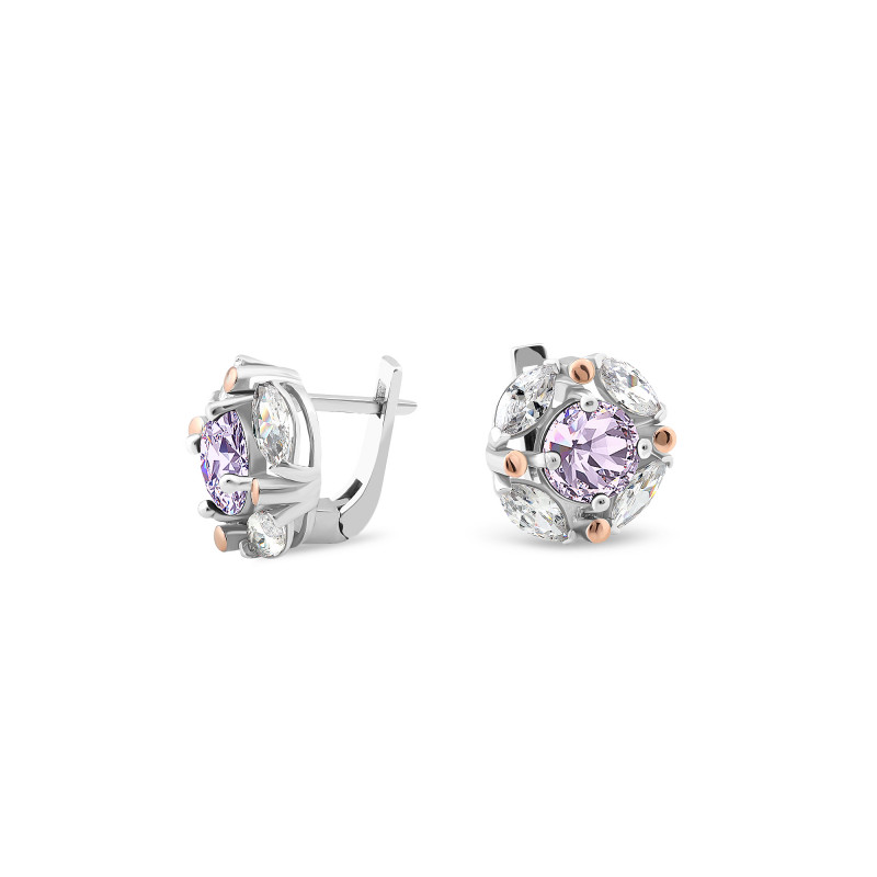 Серьги с фиолетовым фианитом 643
