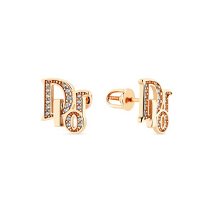 Золотые серьги-пусеты с фианитами в стиле Dior 1699-585