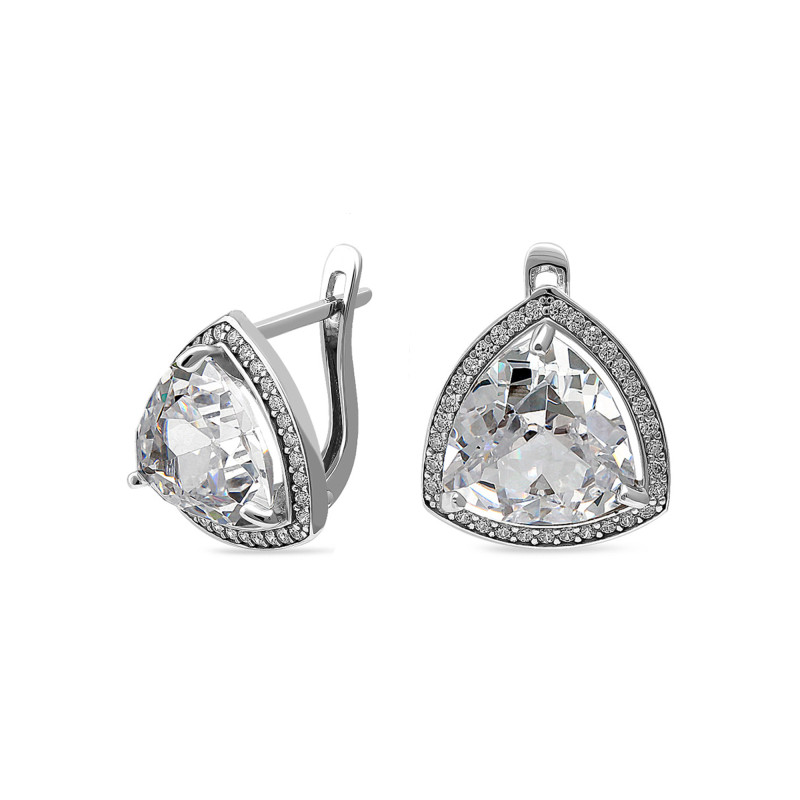 Серебряные серьги с белыми фианитами Luxury 1268