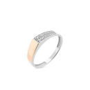 Серебряное кольцо с золотой пластиной и белыми фианитами 1588 1
