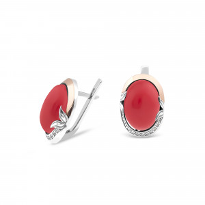Серьги с красным кораллом 224