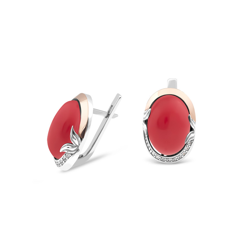 Серьги с красным кораллом 224
