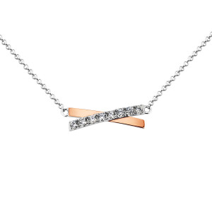 Серебряное колье с золотой пластиной и белыми фианитами 1572