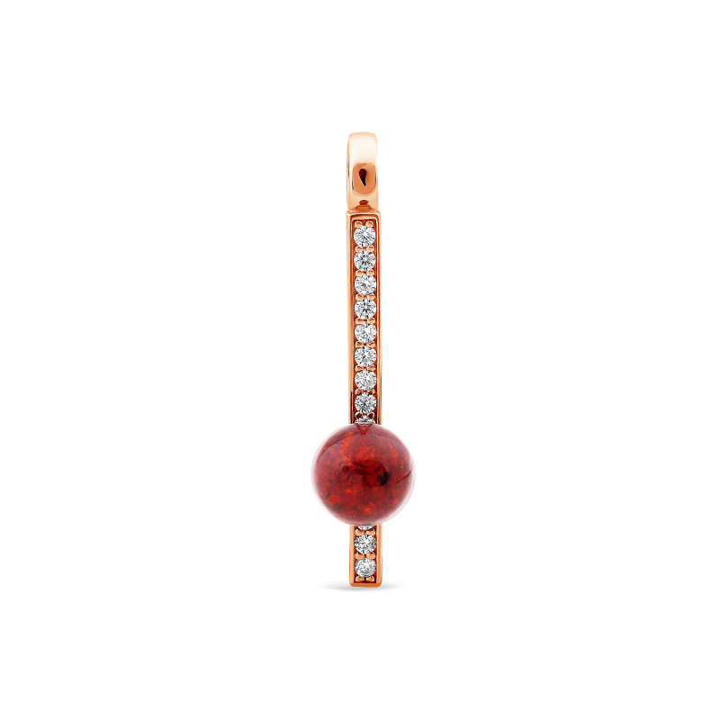 Золотая подвеска с янтарем и белыми фианитами  904-585