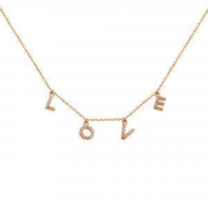 Золотое колье с белыми фианитами LOVE 1159-585