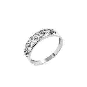 Серебряное кольцо с белыми фианитами Кружево 1592