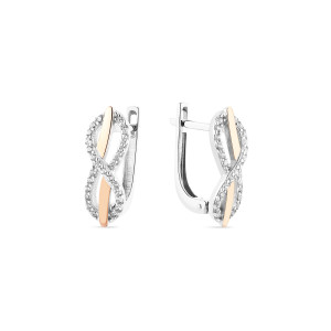 Серебряные серьги с белым фианитом Бесконечность 1745